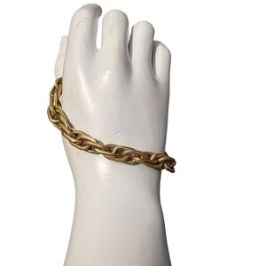 Miriam Haskell vintage gold tone brass chunky twisted chain links Bracelet